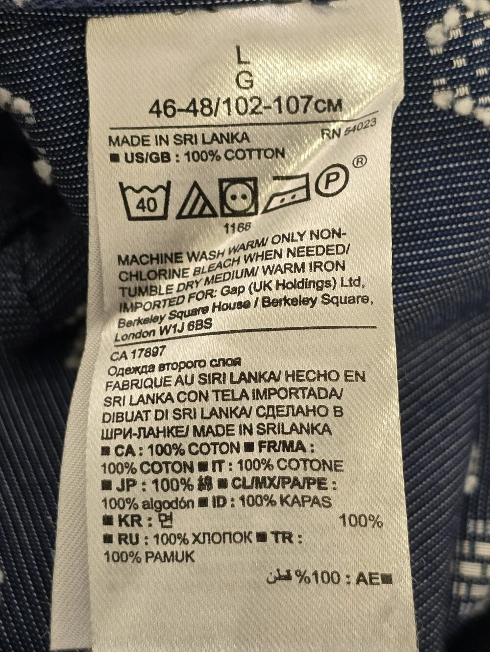 Banana Republic Grant Fit Blue Long Sleeve Button Down Shirt Size Large 46-48